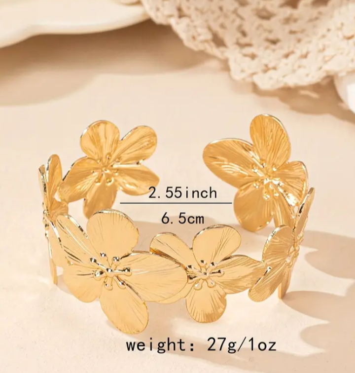 Flower European Open Bracelet