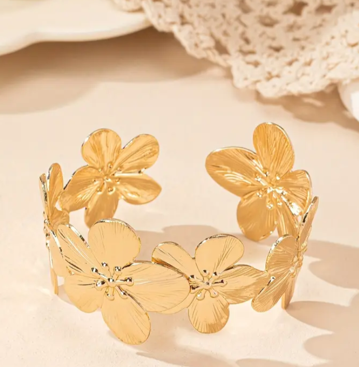 Flower European Open Bracelet